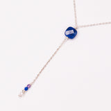 Iris - collier femme pendant cravate or ou argent et lapis lazuli