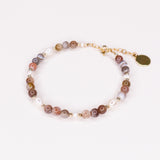 Iya - Bracelet perles femme agate botswana perle de culture or argent