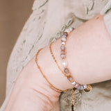 Iya - Bracelet perles femme agate botswana perle de culture or argent
