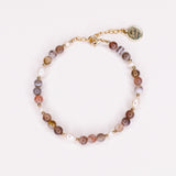 Iya - Bracelet perles femme agate botswana perle de culture or argent