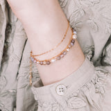 Iya - Bracelet perles femme agate botswana perle de culture or argent