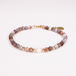Kavachi - bracelet perles homme agate botswana marron or ou argent