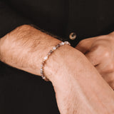 Kavachi - bracelet perles homme agate botswana marron or ou argent