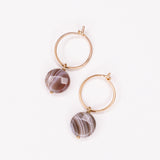 Liado - Boucles d'oreilles créoles agate botswana or ou argent