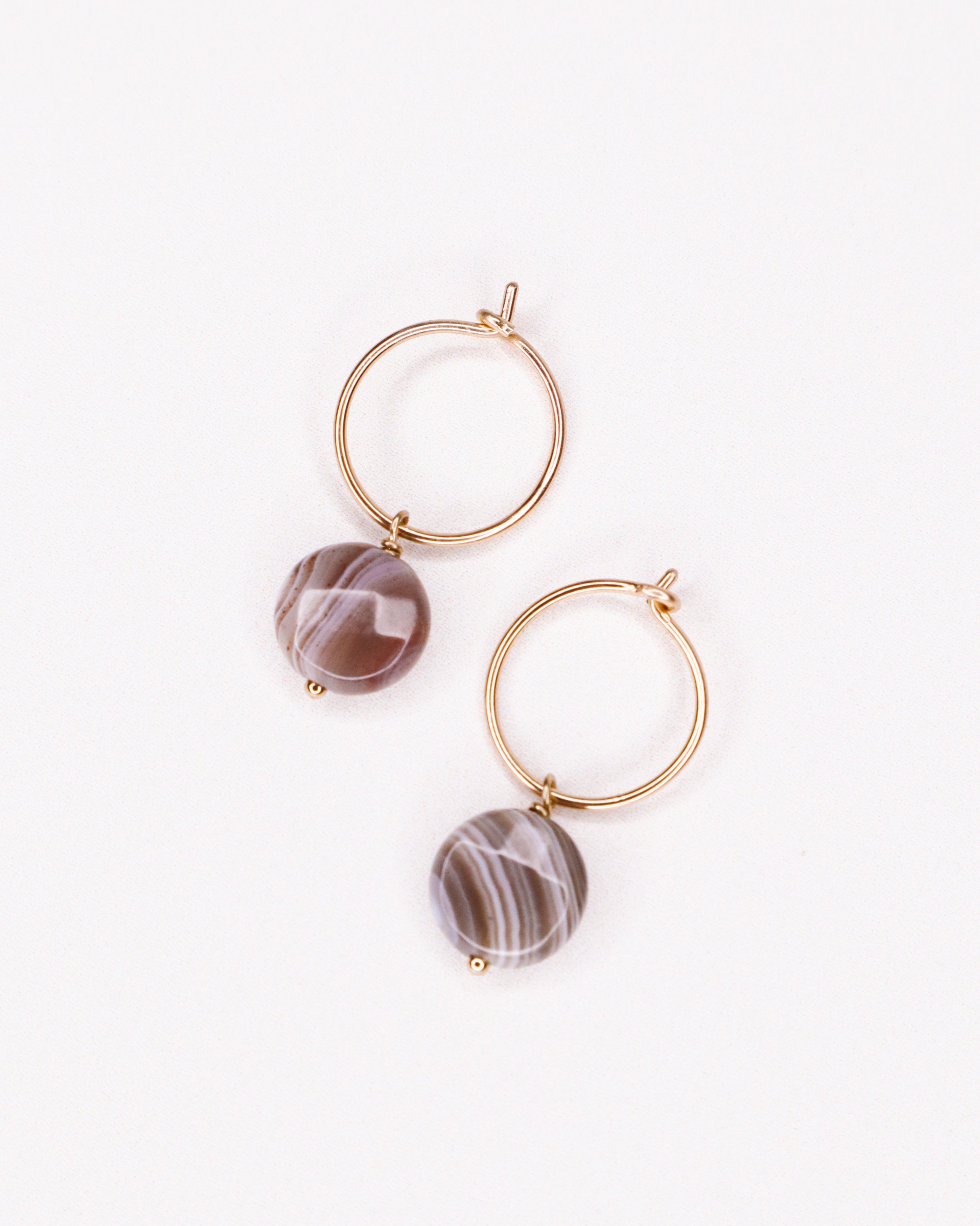 Liado - Boucles d'oreilles créoles agate botswana or ou argent