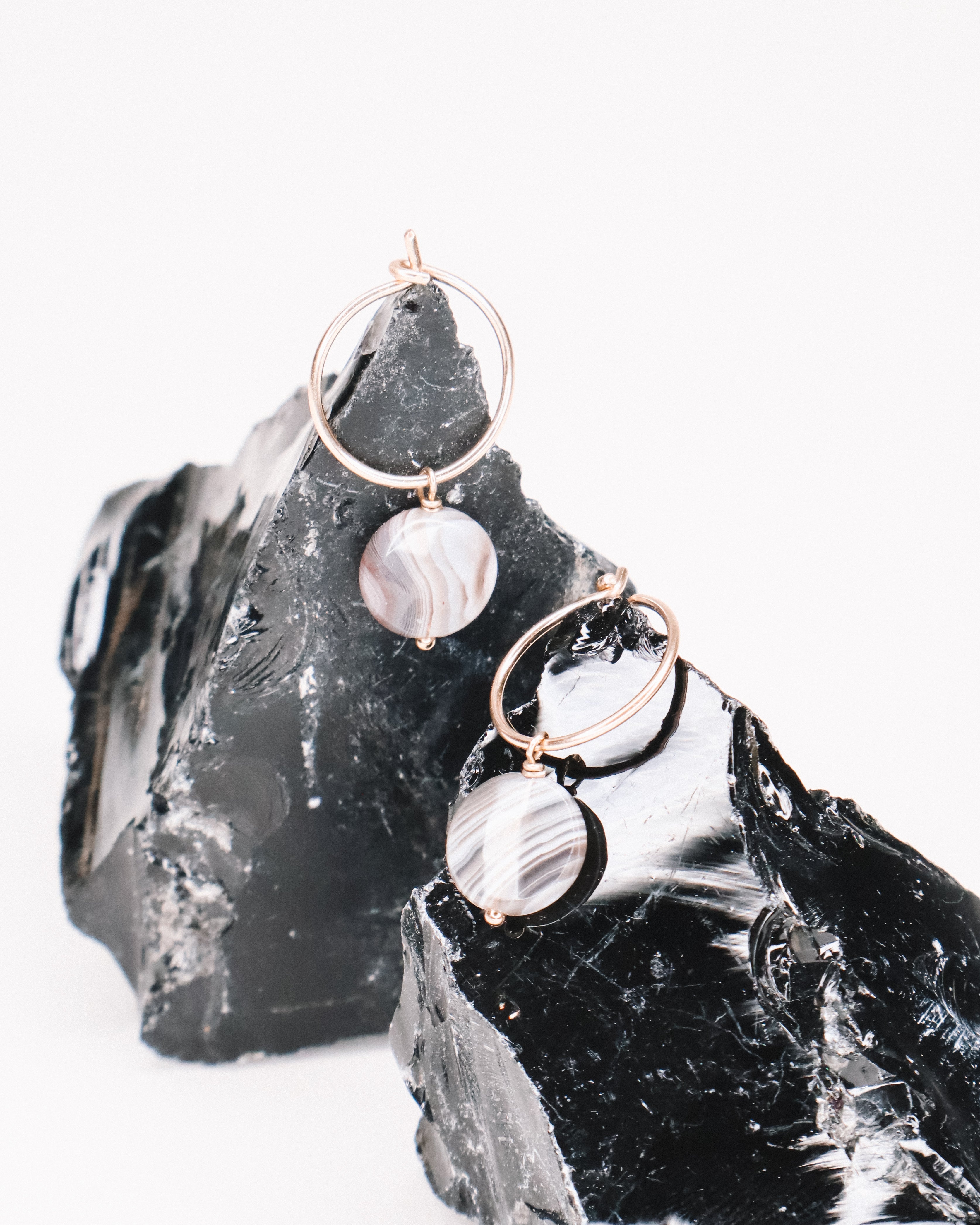 Liado - Boucles d'oreilles créoles agate botswana or ou argent