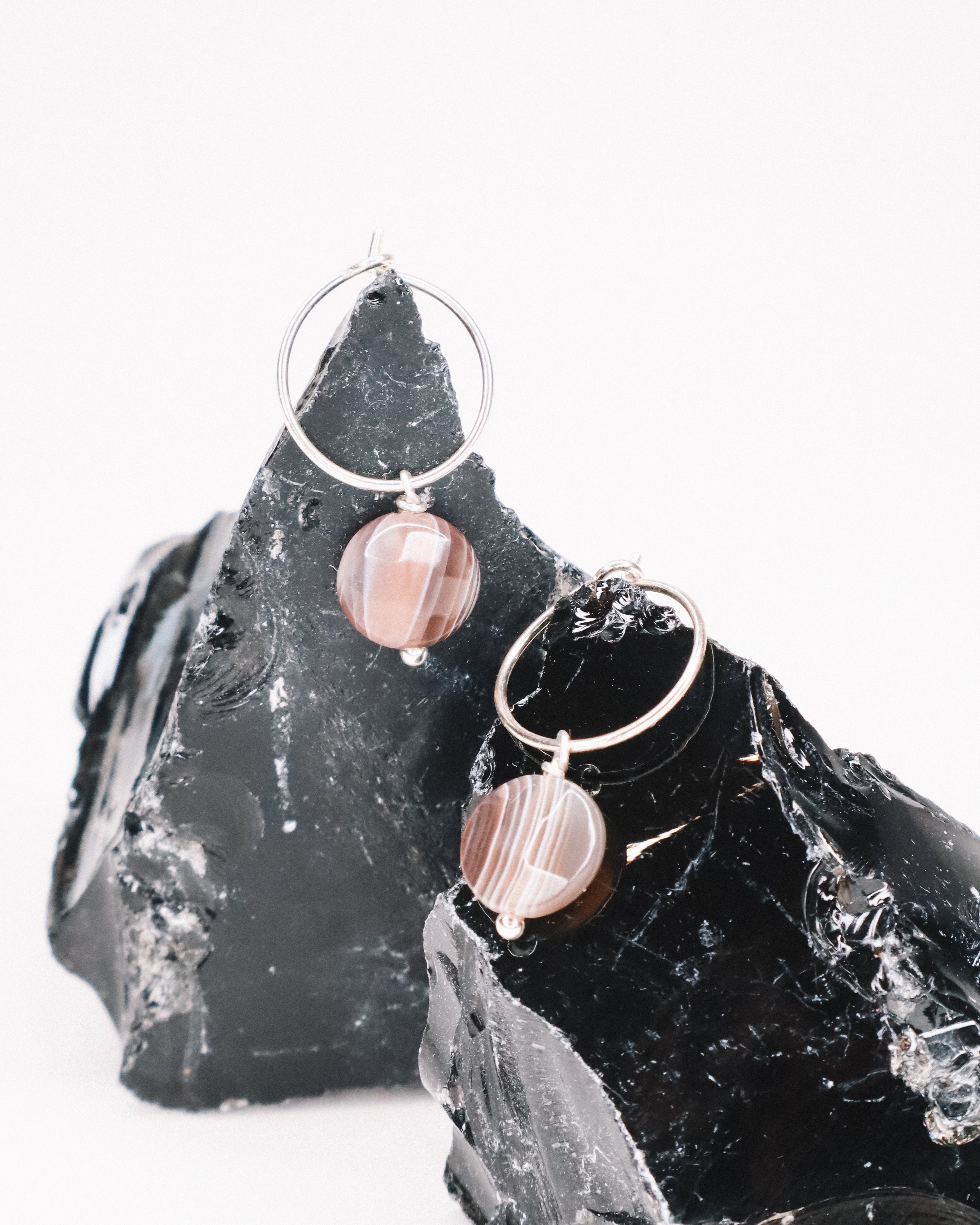 Liado - Boucles d'oreilles créoles agate botswana or ou argent