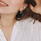 Liamone vert - Grandes boucles d'oreilles creoles tissees aventurines vertes or et argent