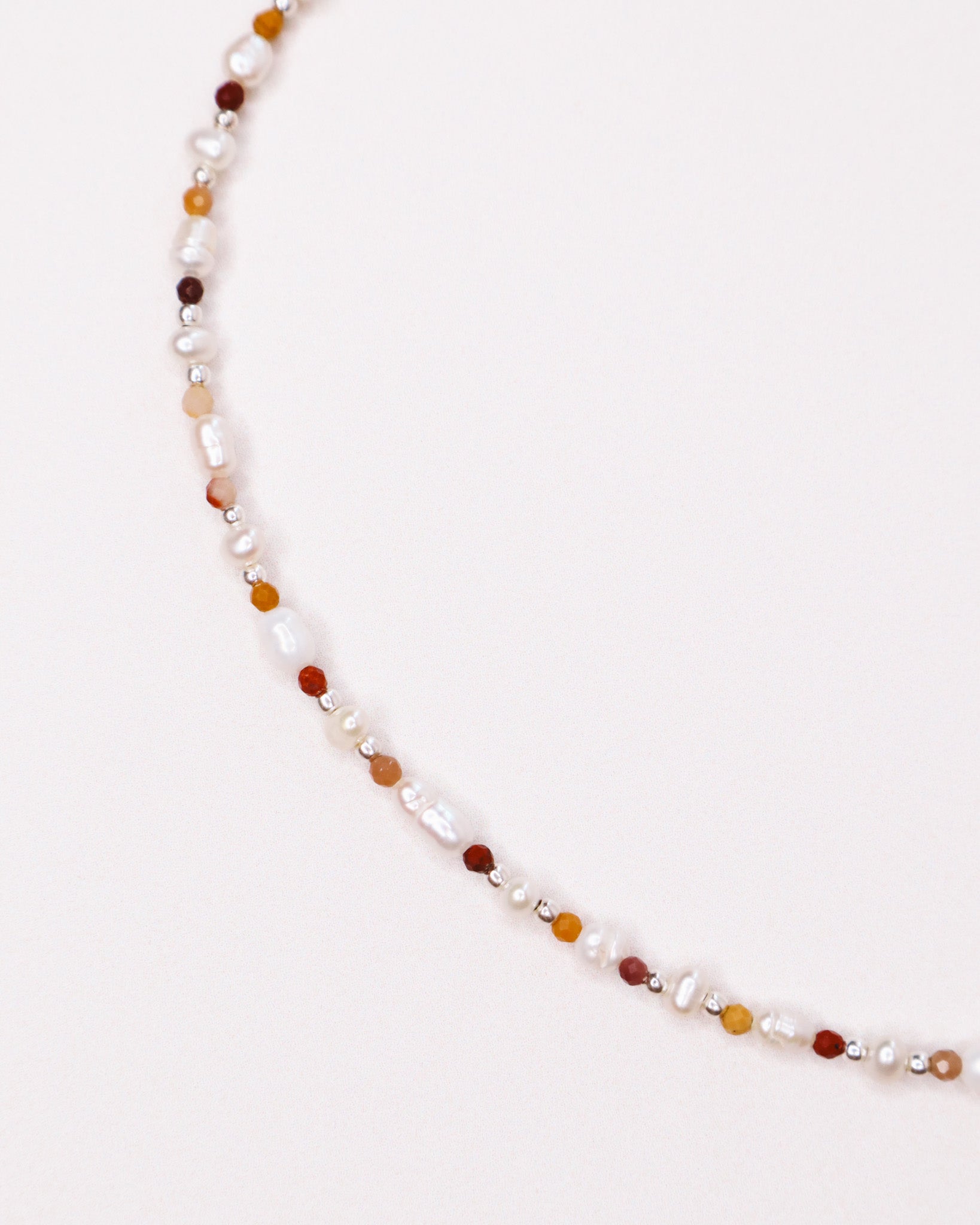 Lido - collier femme ras de cou perles de culture or argent jaspe
