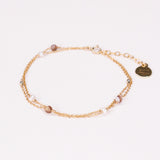 Limbe - bracelet femme double chaine perle de culture agate or ou argent