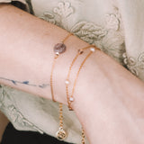 Limbe - bracelet femme double chaine perle de culture agate or ou argent