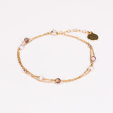 Limbe - bracelet femme double chaine perle de culture agate or ou argent