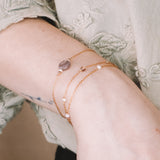 Limbe - bracelet femme double chaine perle de culture agate or ou argent