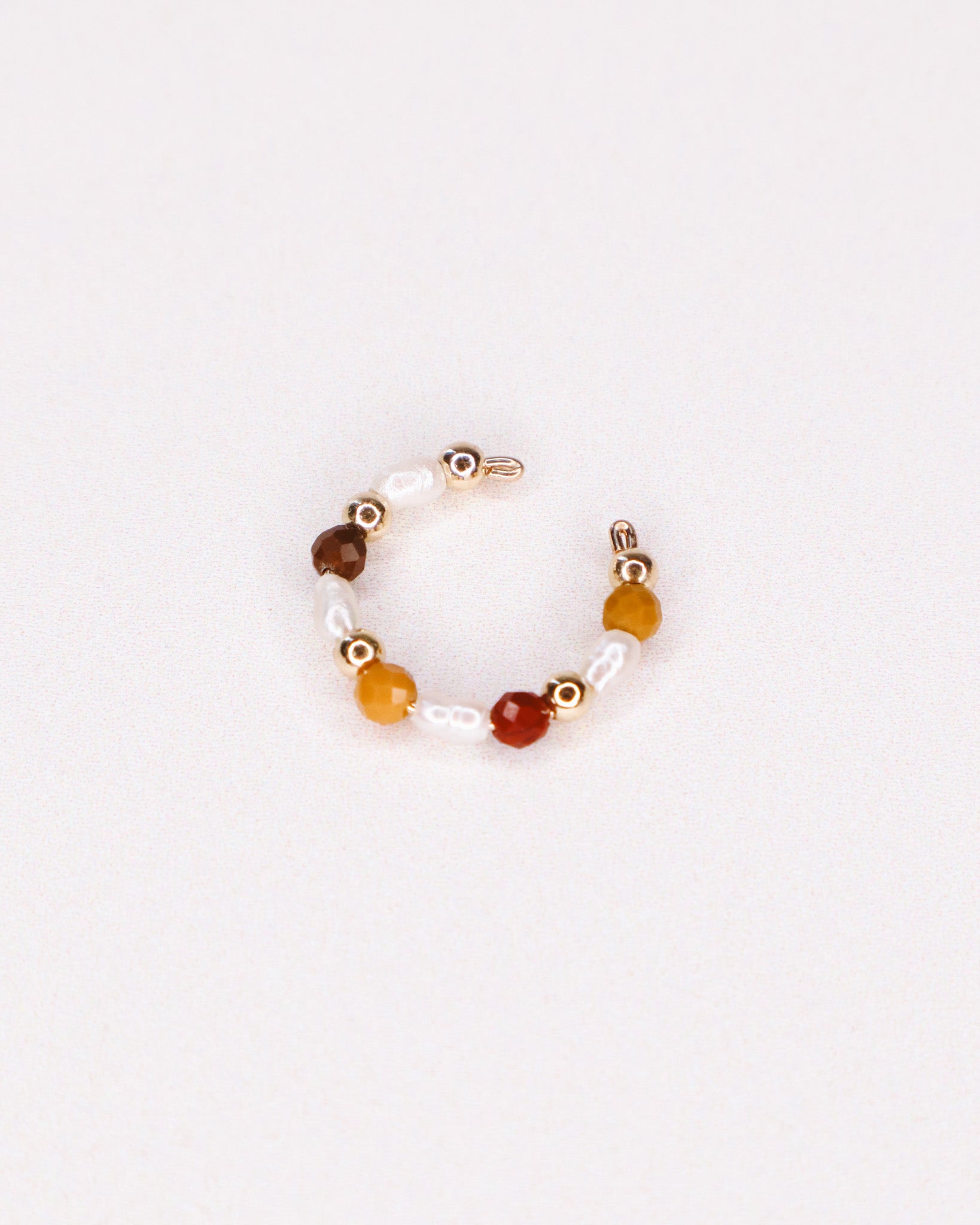 Maria - Faux piercing boucle d'oreille perle de culture jaspe or argent