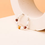 Maria - Faux piercing boucle d'oreille perle de culture jaspe or argent