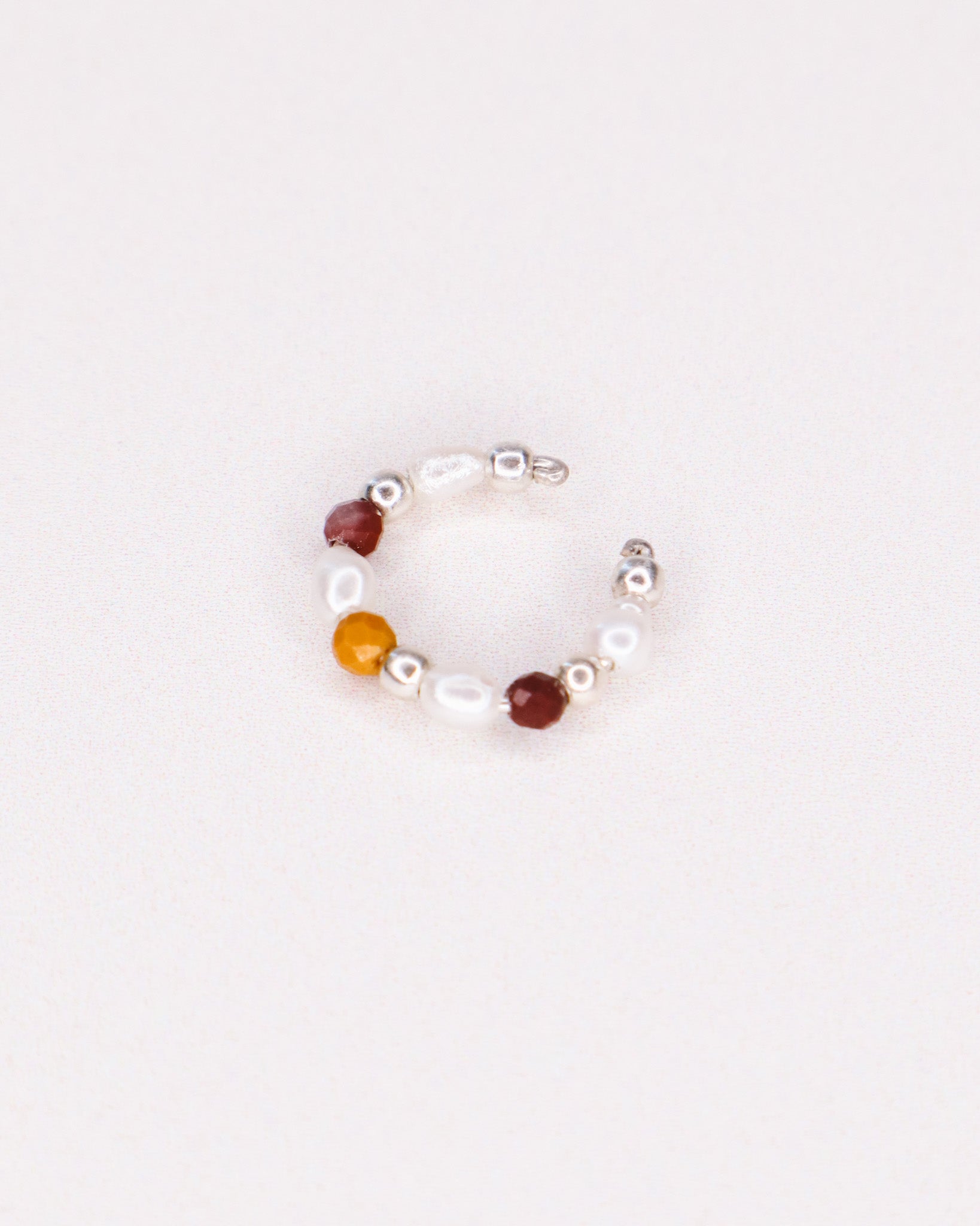 Maria - Faux piercing boucle d'oreille perle de culture jaspe or argent