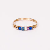 Medusa - Bague multirangs pierres lapis lazuli amethyste perle de culture or ou argent
