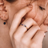 Medusa - Bague multirangs pierres lapis lazuli amethyste perle de culture or ou argent