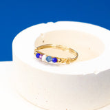 Medusa - Bague multirangs pierres lapis lazuli amethyste perle de culture or ou argent