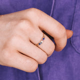Medusa - Bague multirangs pierres lapis lazuli amethyste perle de culture or ou argent
