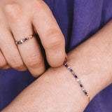 Medusa - Bague multirangs pierres lapis lazuli amethyste perle de culture or ou argent