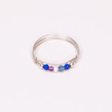 Medusa - Bague multirangs pierres lapis lazuli amethyste perle de culture or ou argent