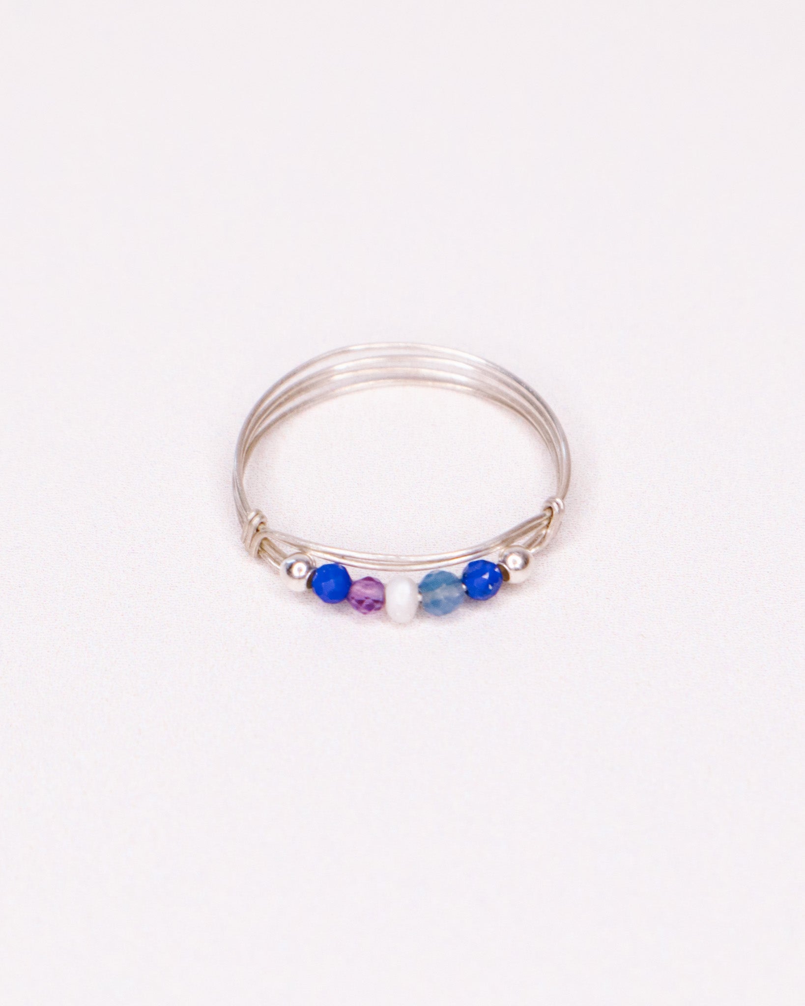 Medusa - Bague multirangs pierres lapis lazuli amethyste perle de culture or ou argent