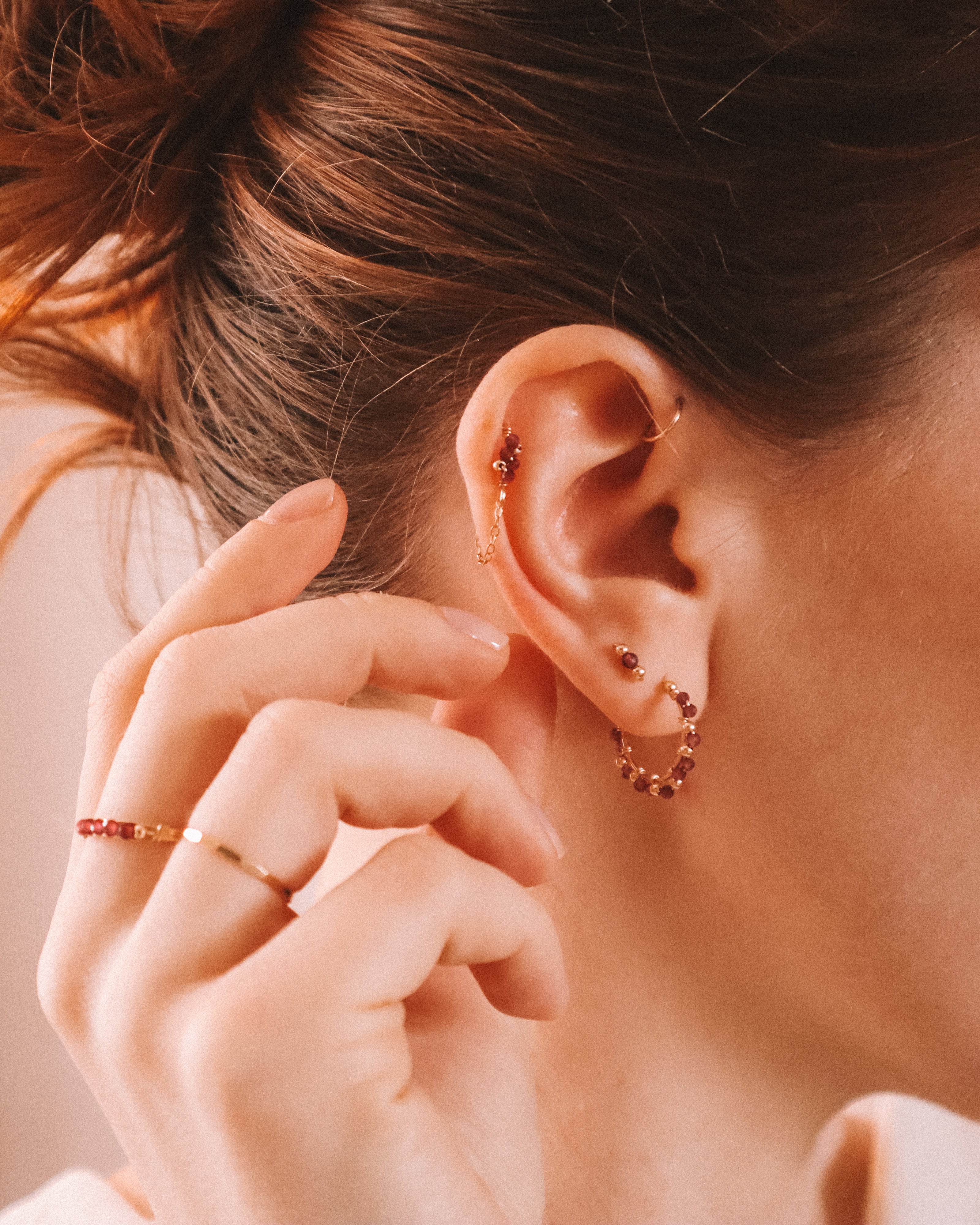 Munay - creoles femme or argent et grenat