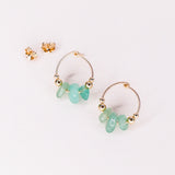 Nahon vert - Boucles d'oreilles femme puces rondes aventurine verte or argent