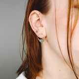 Nahon vert - Boucles d'oreilles femme puces rondes aventurine verte or argent