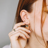 Nahon vert - Boucles d'oreilles femme puces rondes aventurine verte or argent