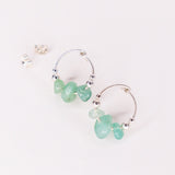 Nahon vert - Boucles d'oreilles femme puces rondes aventurine verte or argent