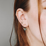 Nahon vert - Boucles d'oreilles femme puces rondes aventurine verte or argent