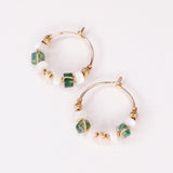 Olympe - Boucles d'oreilles femme creoles nacre agate mousse or argent
