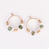 Olympe - Boucles d'oreilles femme creoles nacre agate mousse or argent