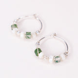 Olympe - Boucles d'oreilles femme creoles nacre agate mousse or argent