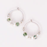 Olympe - Boucles d'oreilles femme creoles nacre agate mousse or argent