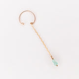 Orne vert - Faux piercing boucle d'oreille chaine aventurine verte or argent