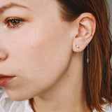 Orne vert - Faux piercing boucle d'oreille chaine aventurine verte or argent