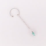Orne vert - Faux piercing boucle d'oreille chaine aventurine verte or argent