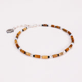 Oudis marron - bracelet perles homme jaspe paysage marron or argent