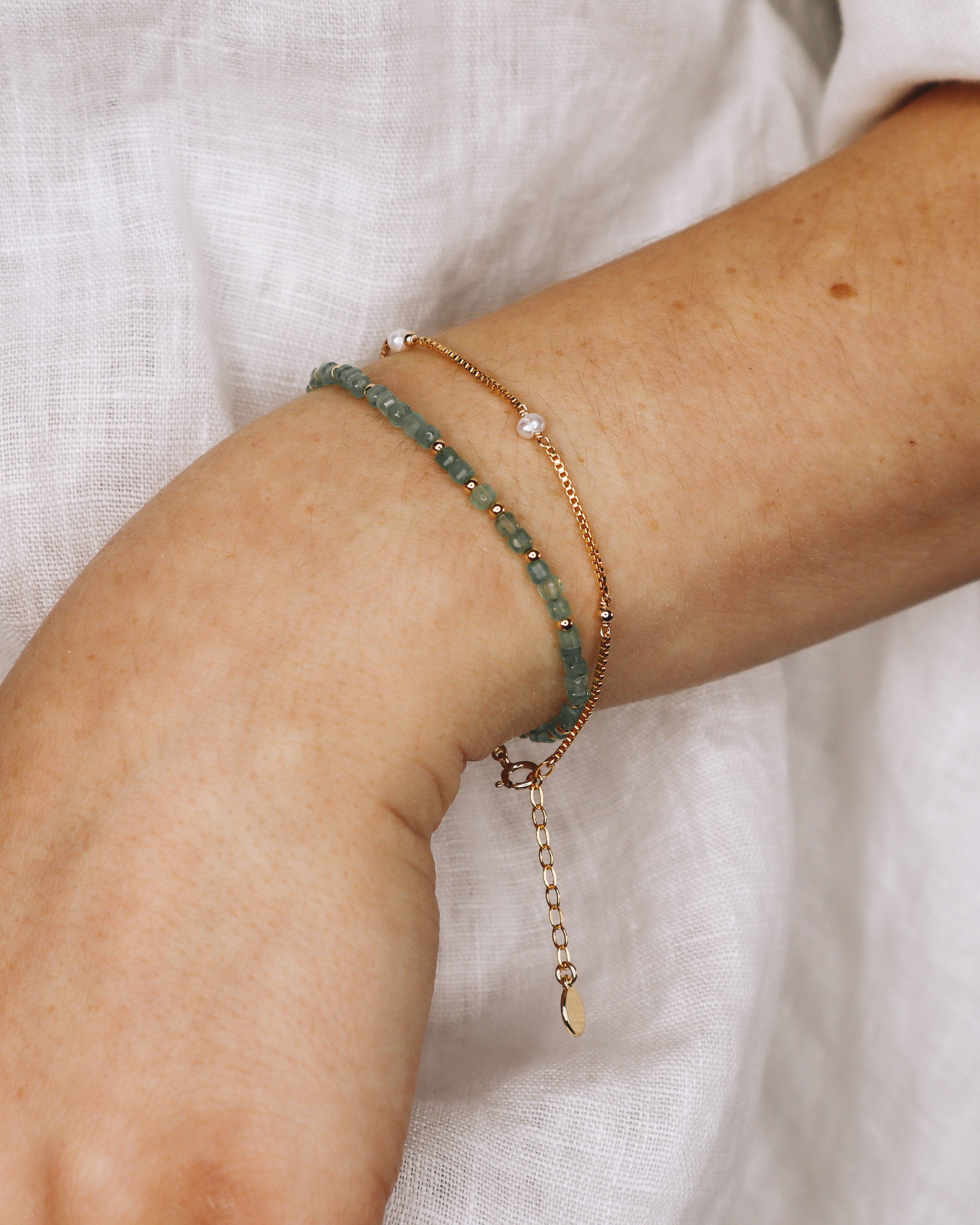 Ource vert - bracelet femme pierres aventurine verte or ou argent
