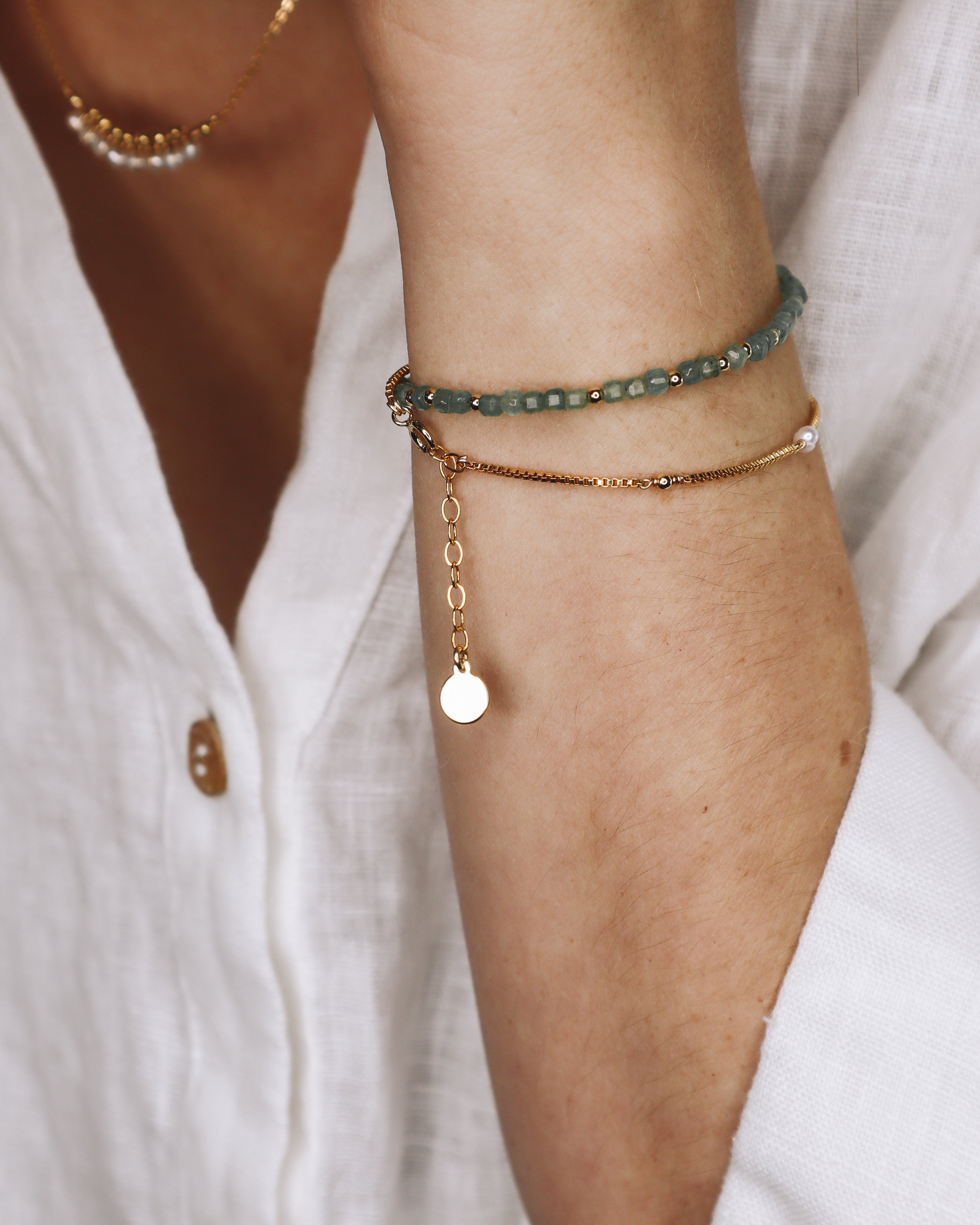Ource vert - bracelet femme pierres aventurine verte or ou argent
