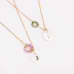 Pangaea - Collier personnalisable lettre et pierre precieuses de naissance et nacre or ou argent