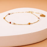 Pesaro - Bracelet femme chaine incrusté perle de culture jaspe mokaite