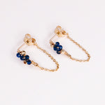 Ravia bleu - Boucles d'oreilles puces chainettes saphir bleu or ou argent