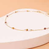 Scalzi - Bracelet chaine cheville femme perle de culture jaspe rouge or argent