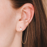 Tambora - faux piercing puces d'oreilles chaine perle de culture or argent