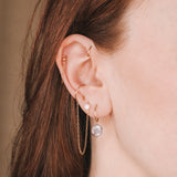 Tambora - faux piercing puces d'oreilles chaine perle de culture or argent