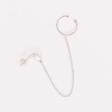 Tambora - faux piercing puces d'oreilles chaine perle de culture or argent